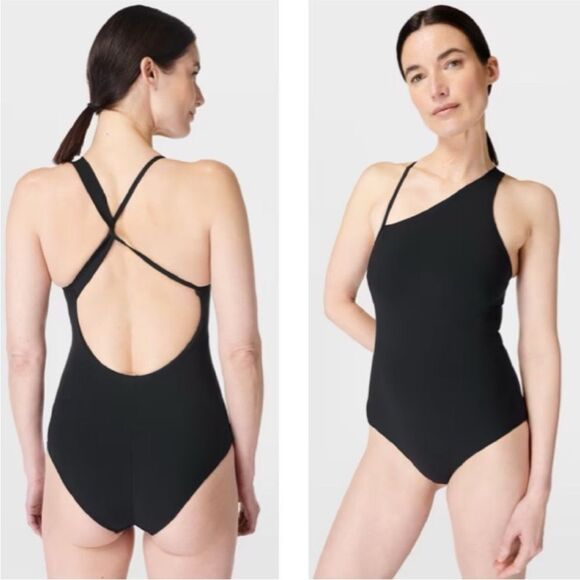 Sweaty Betty Fiji Xtra Life Asymmetric Swimsuit Black Womens Size Medium - Picture 1 of 13
